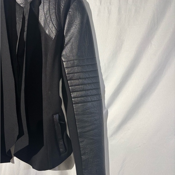 Blanc Noir Black Leather Waterfall Jacket - Picture 9 of 13